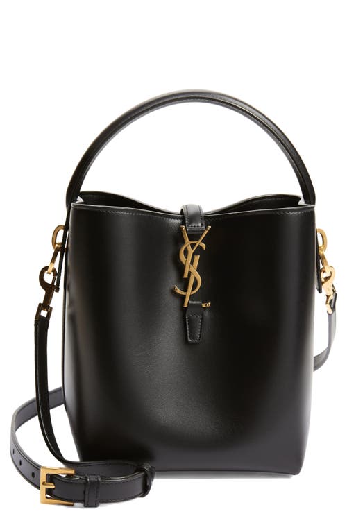 Saint Laurent Small Le 37 Leather Bucket Bag in Noir | Smart Closet