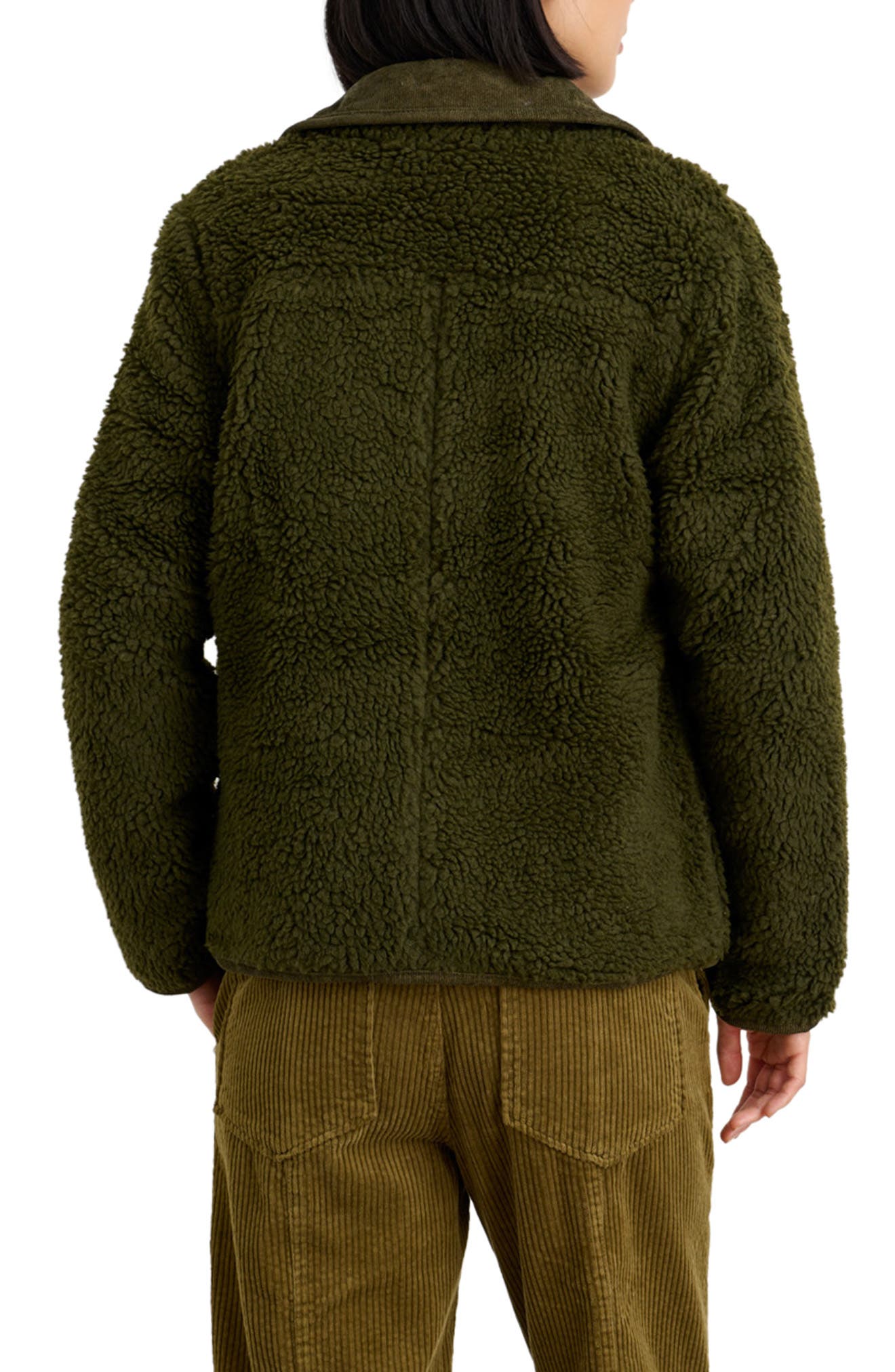 Alex Mill High Pile Fleece Jacket in Military Olive at Nordstrom, Size Medium
