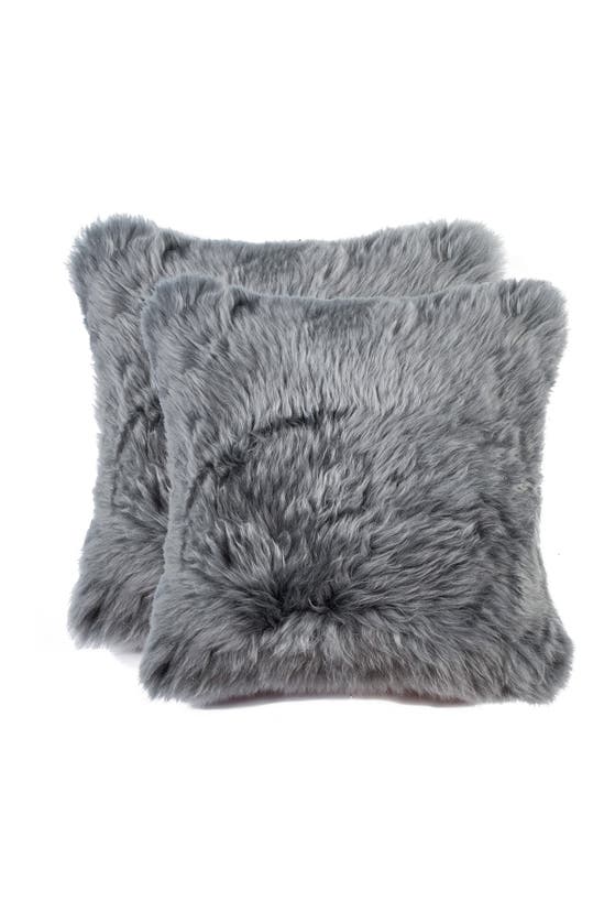 Natural New Zealand Genuine Sheepskin Pillow In Grey