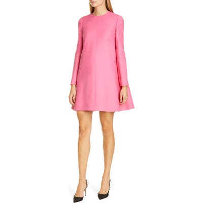 Valentino Cape Back Long Sleeve Crepe Dress, US / 46 IT - Pink