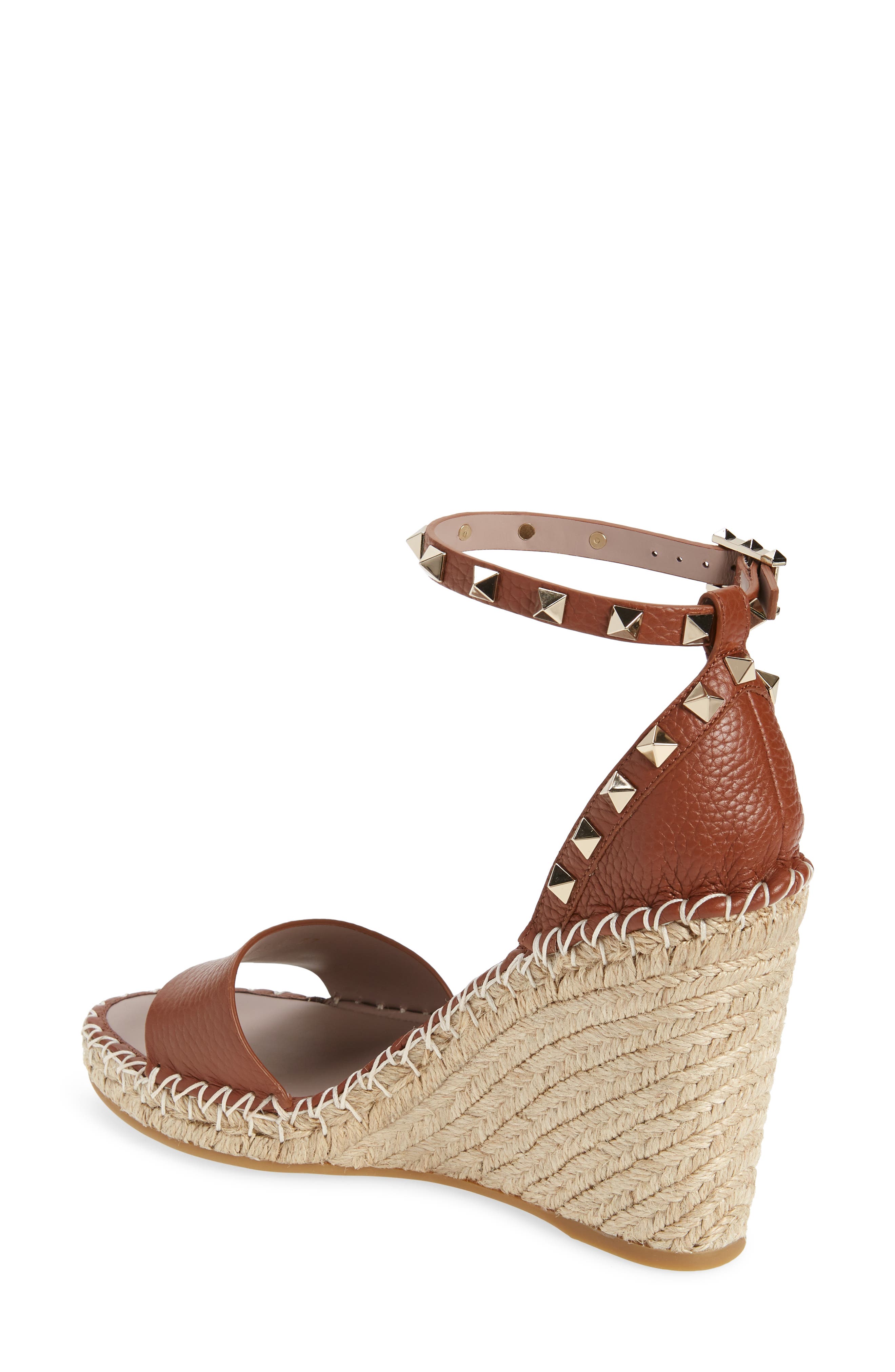 rockstud leather espadrille wedges