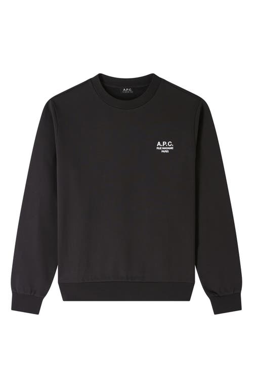 Shop Apc A.p.c. Rue Madame Embroidered Stretch Cotton Sweatshirt In Noir/blanc