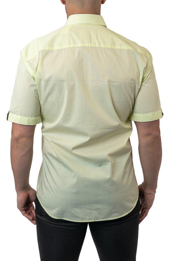 Shop Maceoo Galileo Calamansi Yellow Contemporary Fit Short Sleeve Button-up Shirt