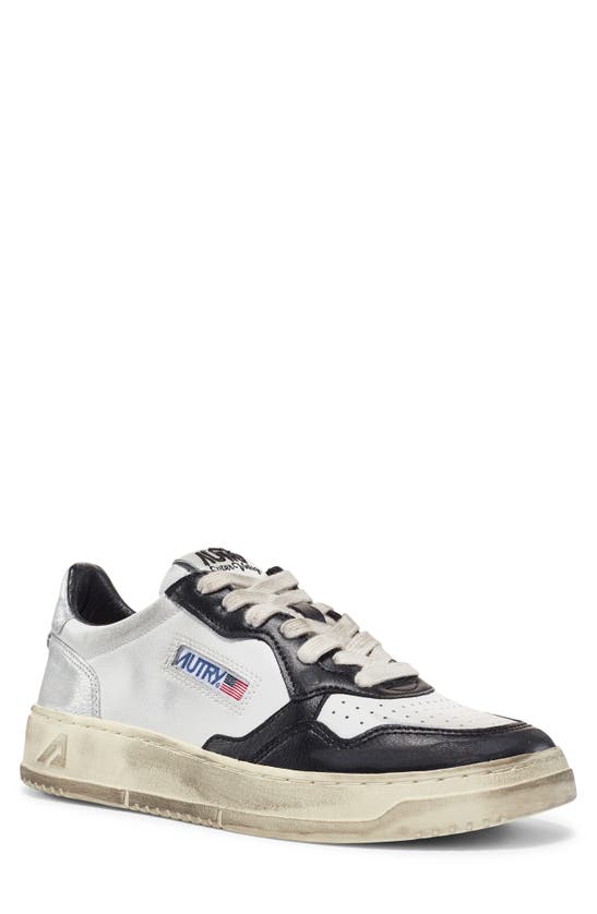 Shop Autry Medalist Super Low Sneaker In White/ Black/ Silver