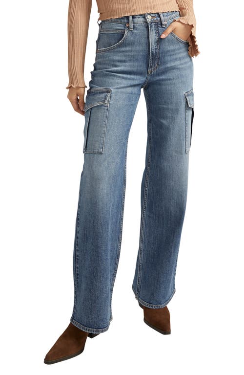 Shop Silver Jeans Co. High Waist Wide Leg Cargo Jeans In Indigo