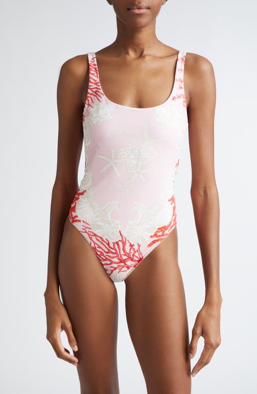 Versace Trésor De La Mer One-piece Swimsuit In 5pb50-dusty Rose Coral Bone