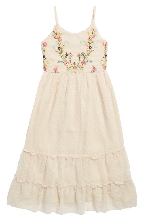 Shop Zunie Kids' Floral Embroidered Dress In Ivory