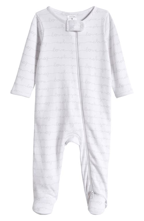 Shop Nordstrom Print Cotton Footie In White- Grey I Love You