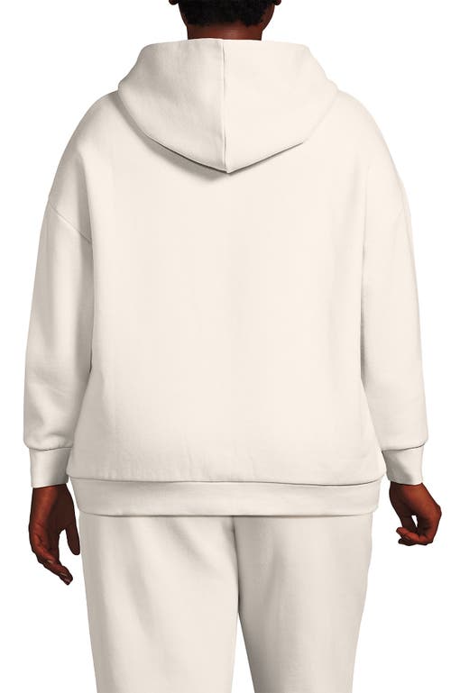 Shop Lands' End Plus Size Serious Sweats Relaxed Long Sleeve Hoodie Sweatshirt In Moonstone