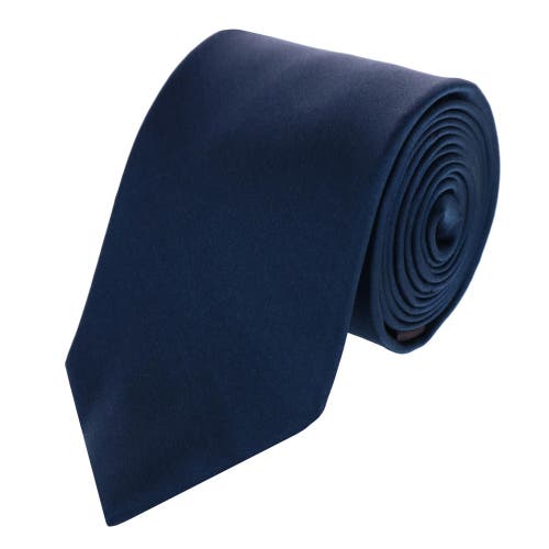 Trafalgar Sutton Solid Color Silk Necktie And Pocket Square Combo In Navy