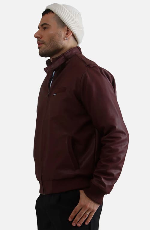 Shop Members Only Faux Leather Iconic Racer Jacket In Burgundy