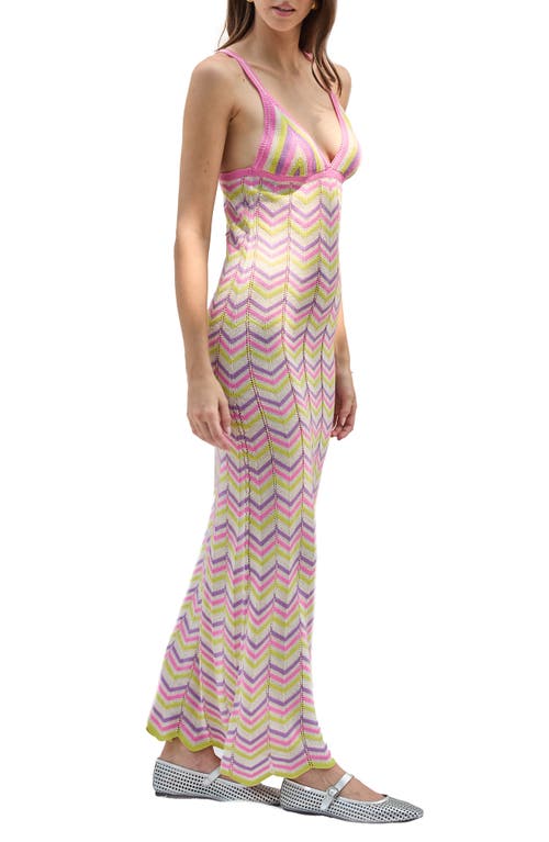 Capittana Alaia Stripe Cover-up Maxi Sweater Dress In Pink Multi