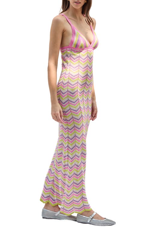 Shop Capittana Alaia Stripe Cover-up Maxi Sweater Dress In Pink Multi