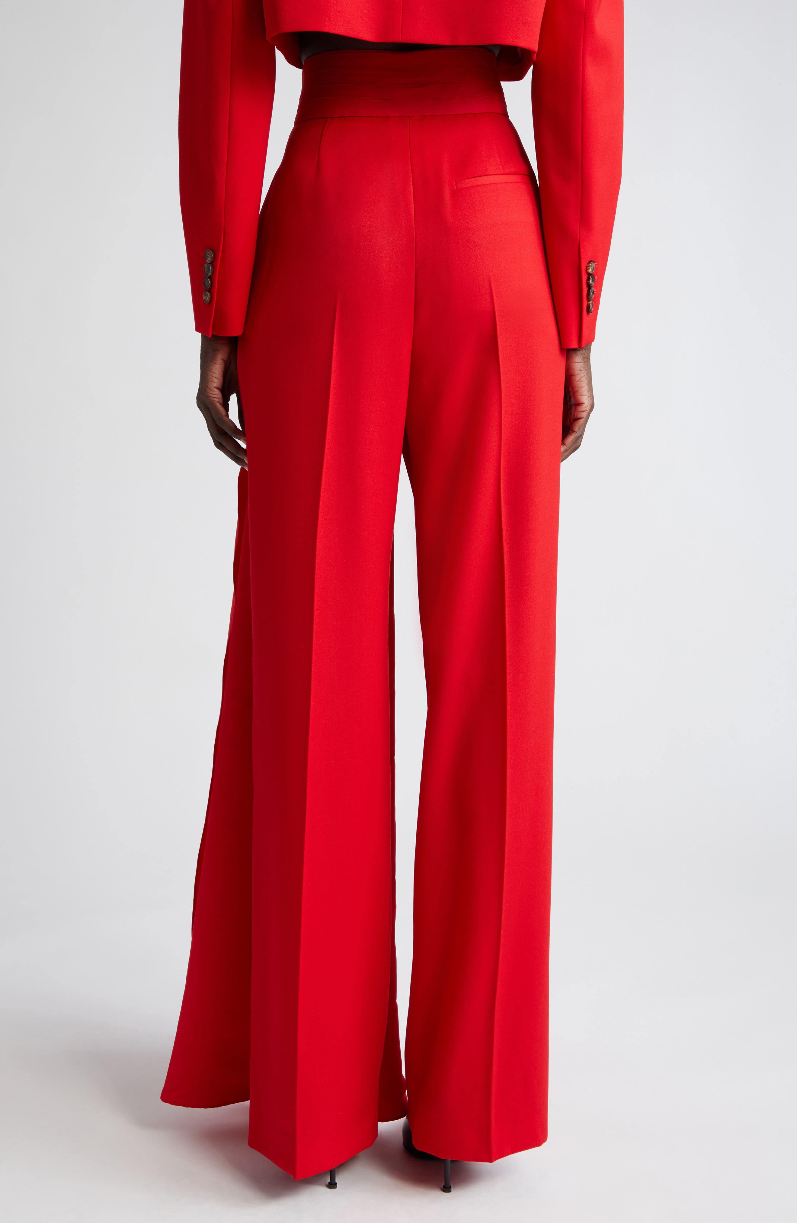 Alexander McQueen Wool Trousers with Waist Bow Train | Smart