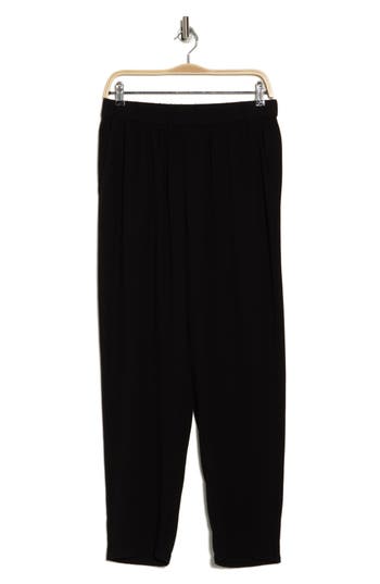 Eileen Fisher High Waist Silk Ankle Pants In Black