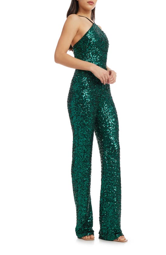 DRESS THE POPULATION DRESS THE POPULATION DARIAN SEQUIN HALTER JUMPSUIT