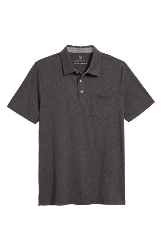 Shop Free Fly Heritage Cotton Blend Polo In Heather Black