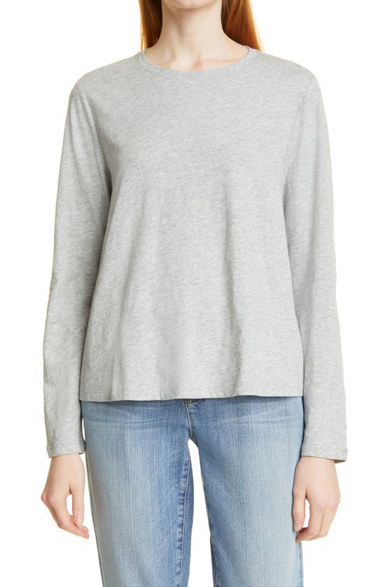 Eileen Fisher Organic Cotton Long Sleeve T-shirt In Dark Pearl