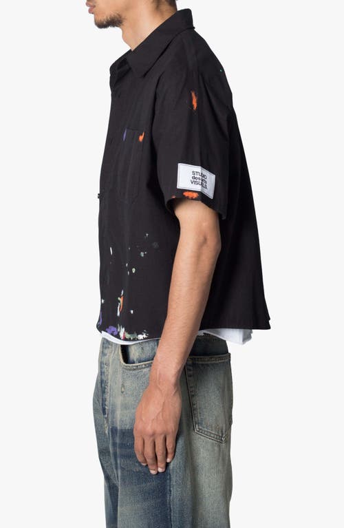 Mnml Painter Short Sleeve Button-up Shirt In Black