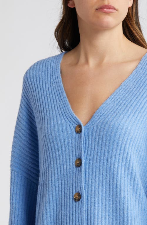 Shop French Connection Babysoft Rib Button Front Long Sleeve Sweater Dress In Dusted Blue