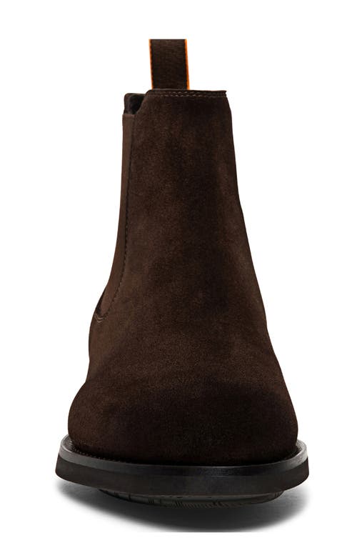 Santoni Brown Suede Chelsea Boots In Dark Brown