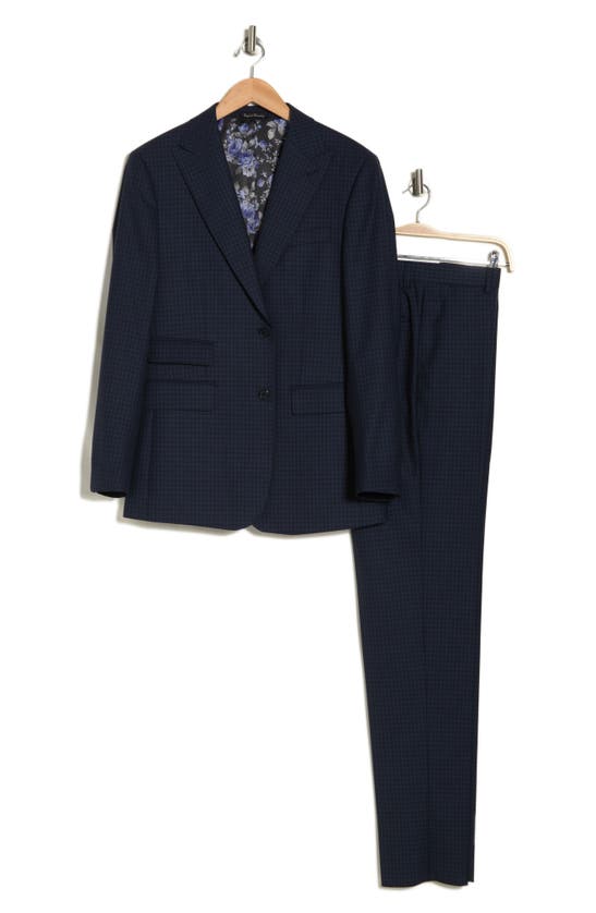 Shop English Laundry Plaid Trim Fit Wool Blend Two-piece Suit In Navy