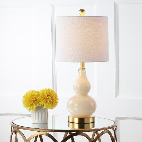 Shop Jonathan Y Anya Mini Glass Led Table Lamp In Ivory