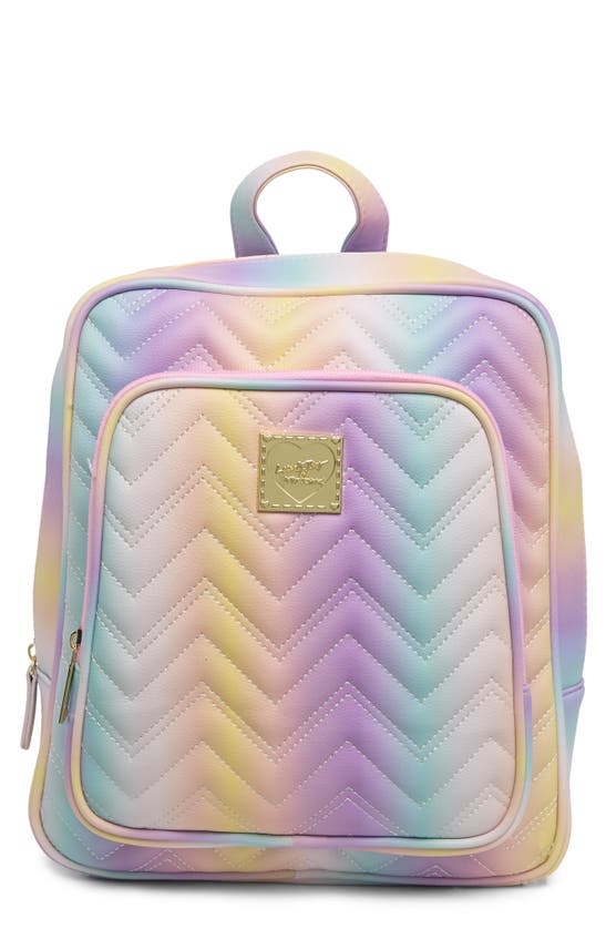 Betsey Johnson Chevron Quilt Backpack In Rainbow Ombre