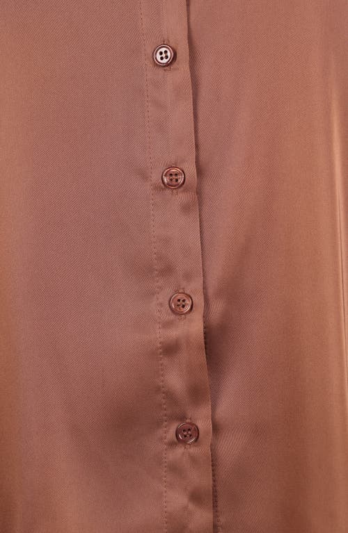 Petal And Pup Petal & Pup Narissa Satin Button-up Shirt In Brown