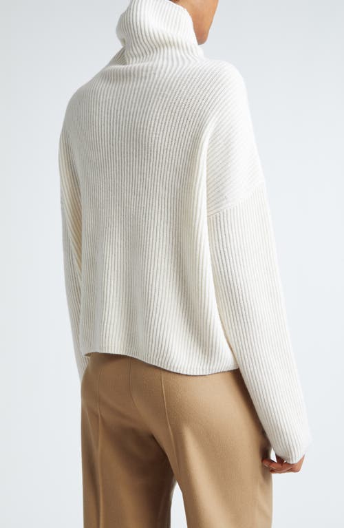 Shop Max Mara Golia Wool & Cashmere Rib Turtleneck Sweater In White