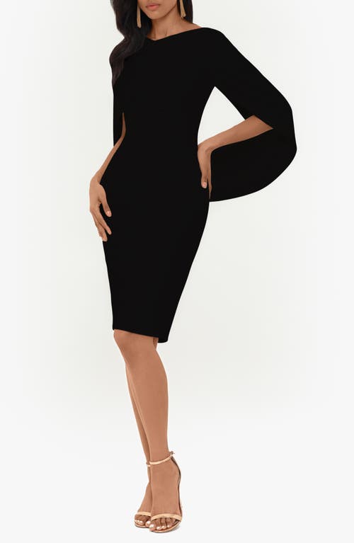 Betsy & Adam Cape Sleeve Crepe Sheath Cocktail Dress at Nordstrom,