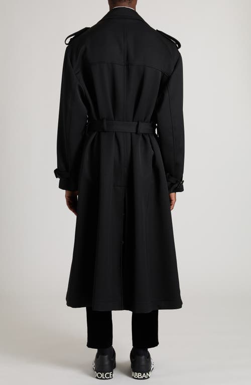 Shop Dolce & Gabbana Dolce&gabbana Oversize Gabardine Trench Coat In Nero