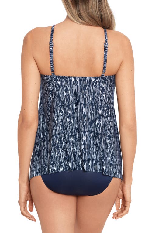 Shop Miraclesuit ® Silver Shores Keyhole Tankini Top In Midnight Blue/white