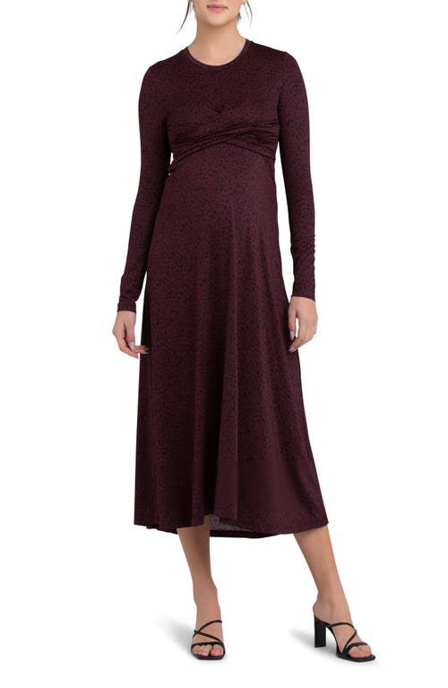 Ripe Maternity Jude Cross Front Long Sleeve Maternity/nursing Dress In Maroon/black