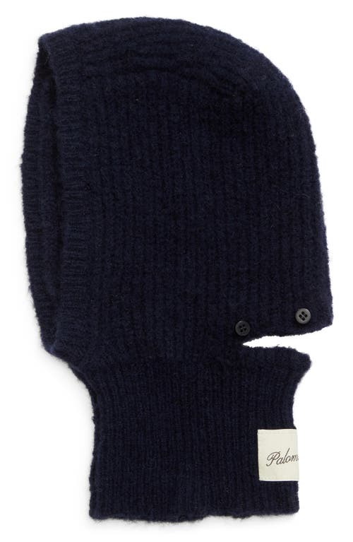 Shop Paloma Wool Angels Button Wool & Alpaca Blend Rib Balaclava In Navy