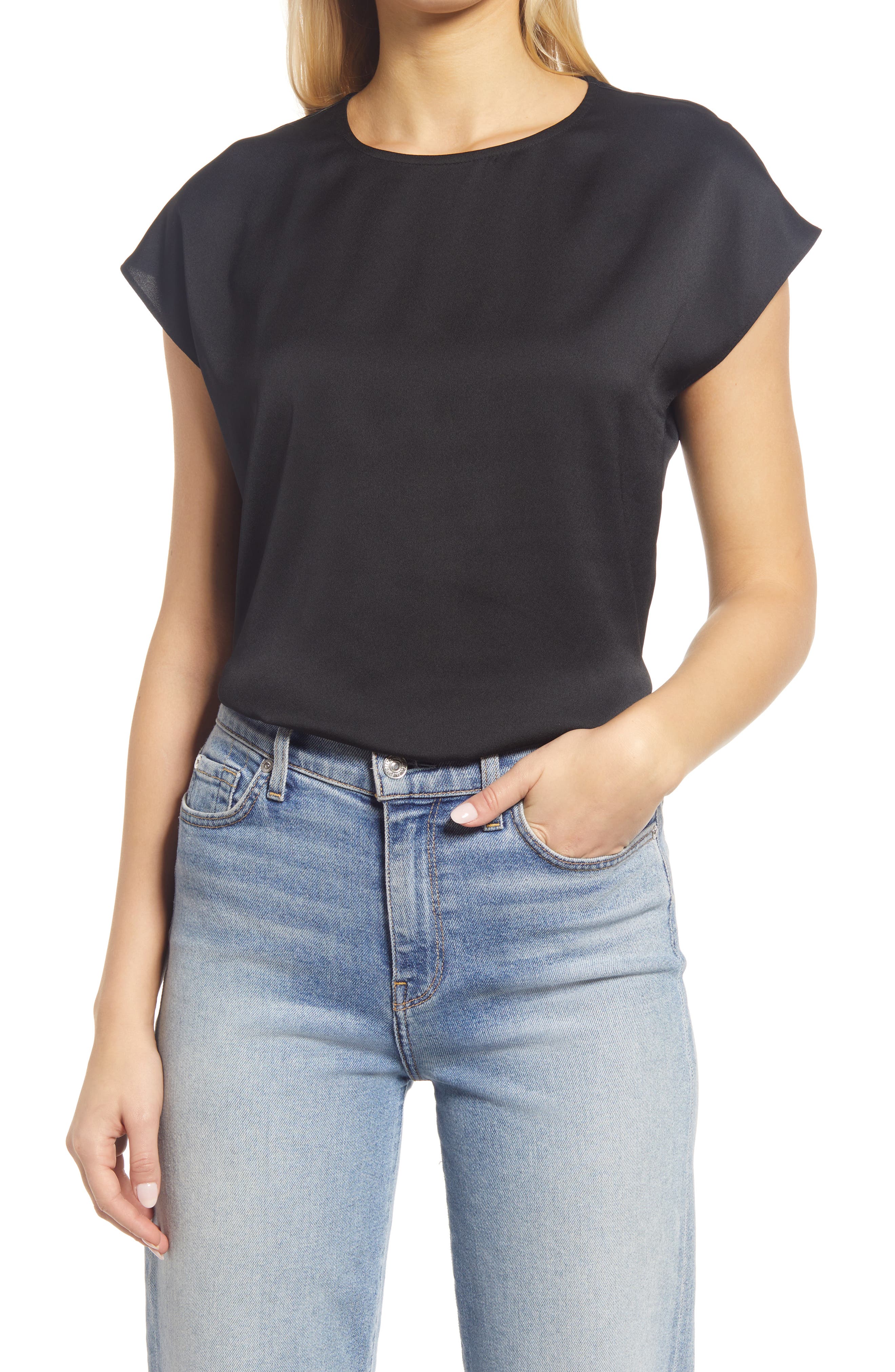 halogen cap sleeve blouse