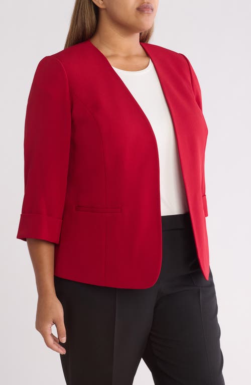Kasper Rolled Cuff Three Quarter Sleeve Blazer In Fire Red