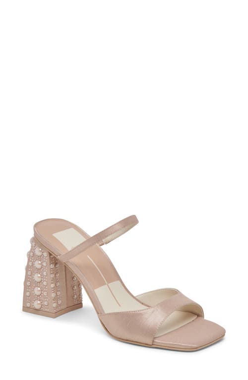 Shop Dolce Vita Jemmy Imitation Pearl Slide Sandal In Champagne Pearls