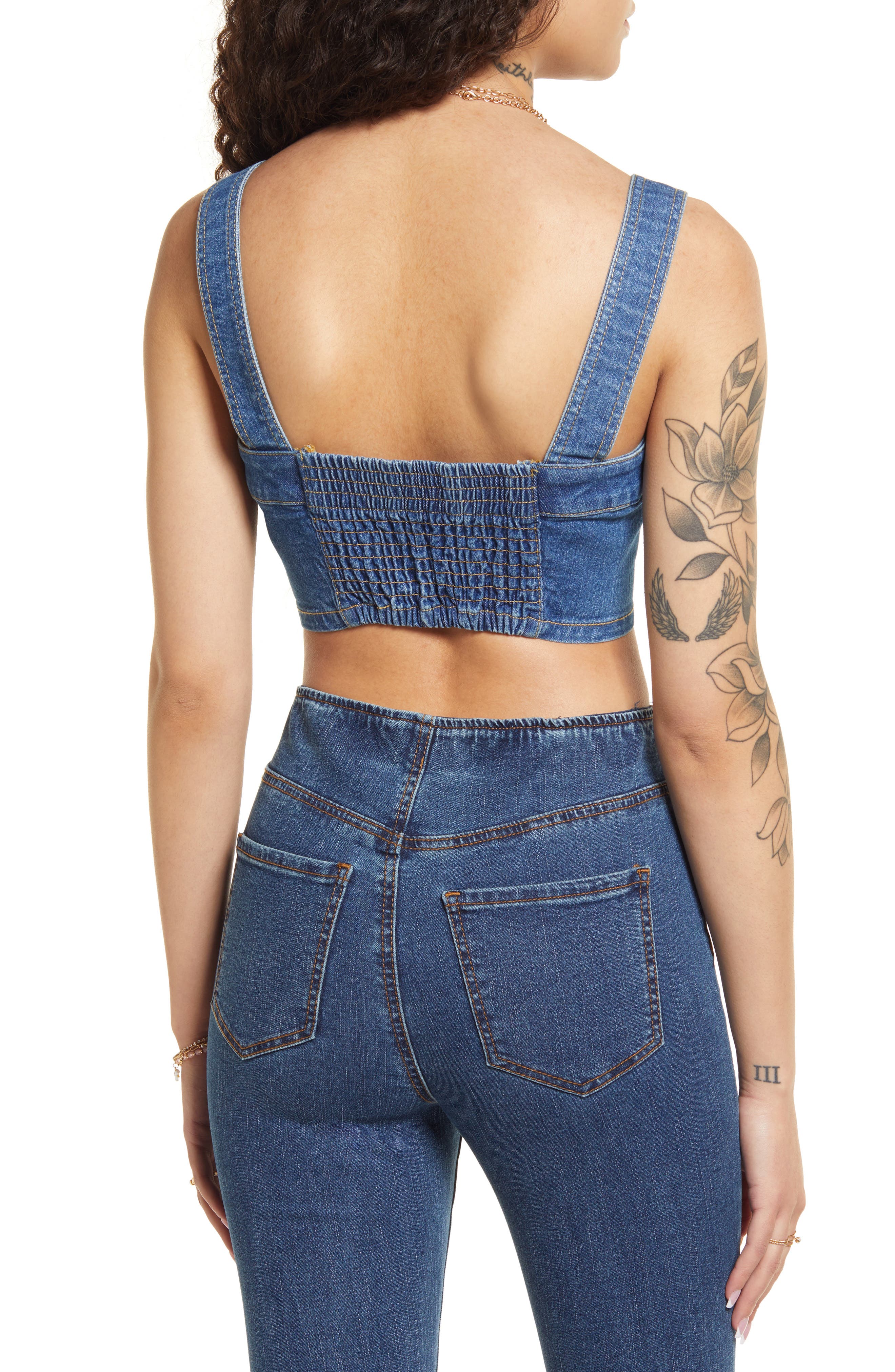 BP. Denim Corset Crop Top | Nordstrom