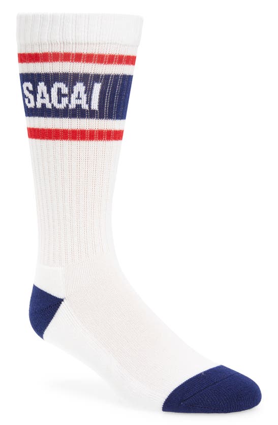 Shop Sacai Line Crew Socks In Off White