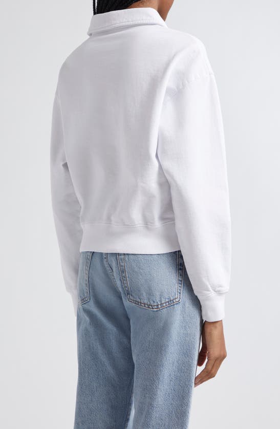 Shop Sporty And Rich Sporty & Rich Sports Long Sleeve Crop Polo In White