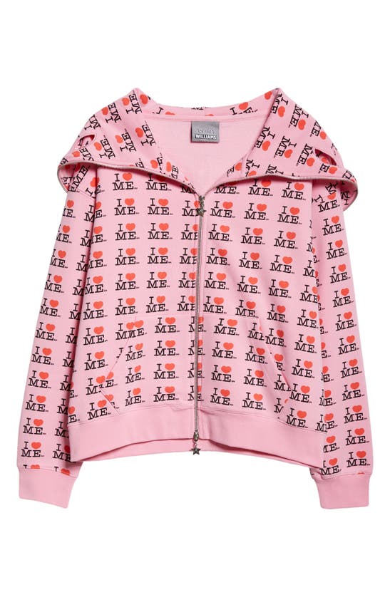 Shop Ashley Williams I Heart Me Butterfly Cotton Blend Hoodie In Pink