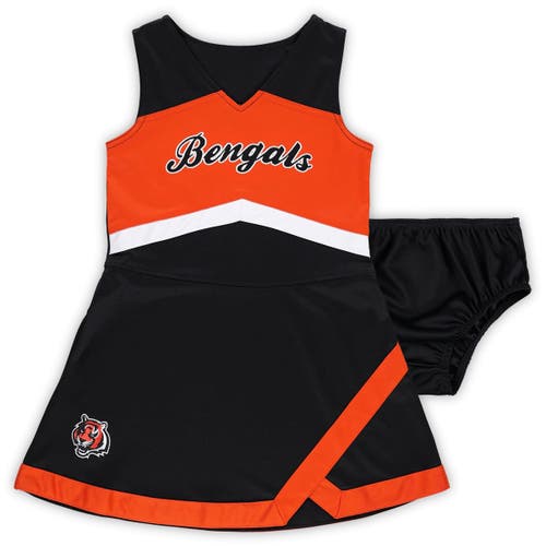 Outerstuff Girls Preschool Black Cincinnati Bengals Two-piece Cheer Captain Jumper Dress With Bloome
