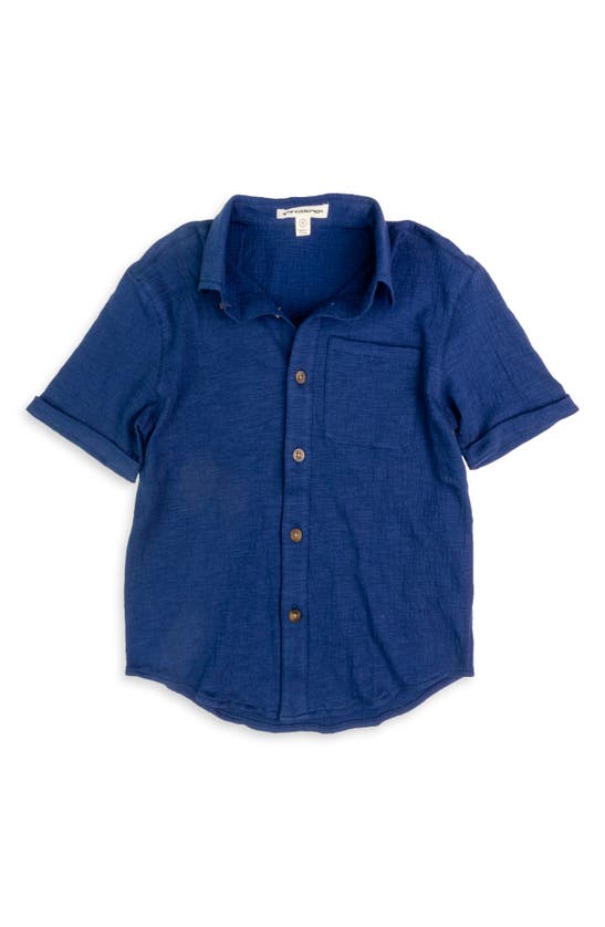 Shop Appaman Kids' Beach Button-up Shirt In Navy Blue
