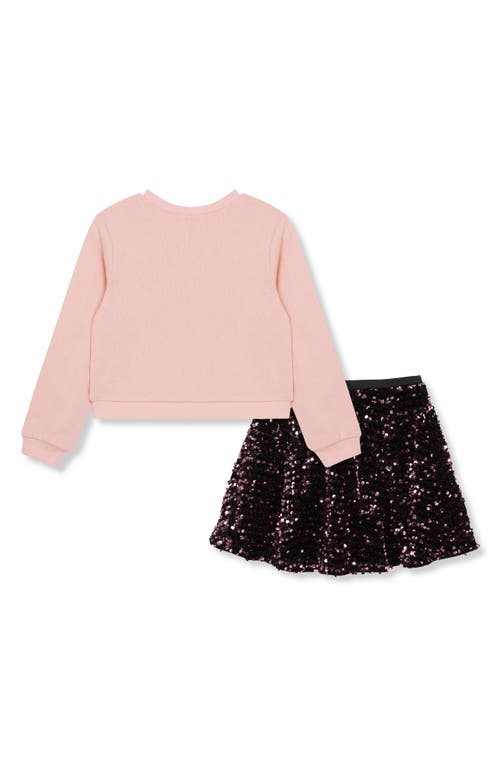 Shop Peek Aren't You Curious Kids' Sequin Heart Sweatshirt & Skirt Set In Light Pink