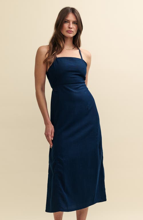 Nobody's Child Maddy Dark Denim Twill Midi Dress In Blue