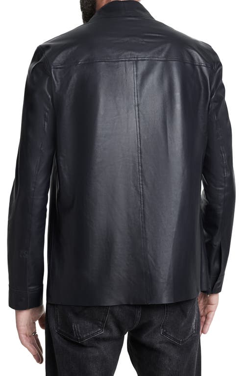 Shop John Varvatos Travis Leather Shirt Jacket In Dark Navy