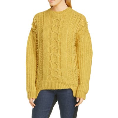 Stella Mccartney Cable Knit Alpaca Blend Sweater, US / 44 IT - Yellow