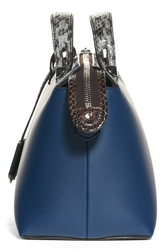 FENDI 'MEDIUM BY THE WAY' CALFSKIN LEATHER SHOULDER BAG WITH GENUINE SNAKESKIN TRIM