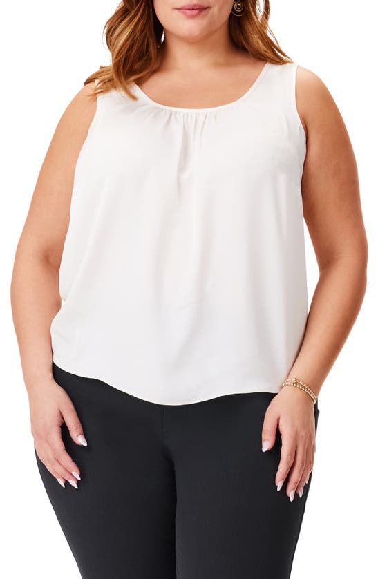 Shop Nic + Zoe Nic+zoe Scoop Neck Satin Chiffon Tank Top In Classic Cream